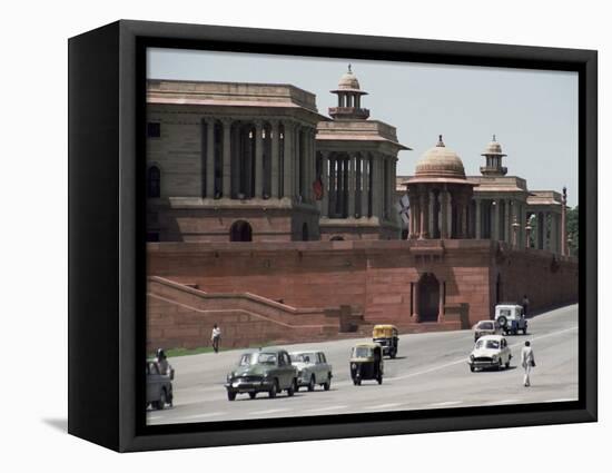 Raj Path Leading to the Parliament Building, New Delhi, Delhi, India-Christopher Rennie-Framed Stretched Canvas