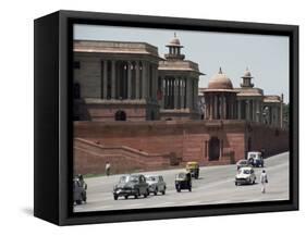 Raj Path Leading to the Parliament Building, New Delhi, Delhi, India-Christopher Rennie-Framed Stretched Canvas