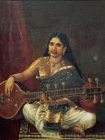 Young Woman with a Veena-Raja Ravi Varma-Framed Giclee Print