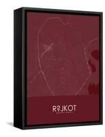 Rajkot, India Red Map-null-Framed Stretched Canvas