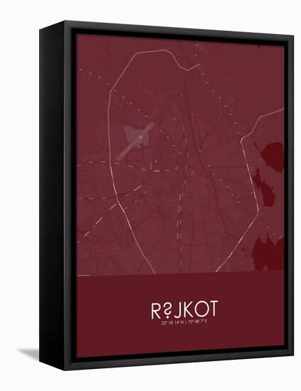 Rajkot, India Red Map-null-Framed Stretched Canvas