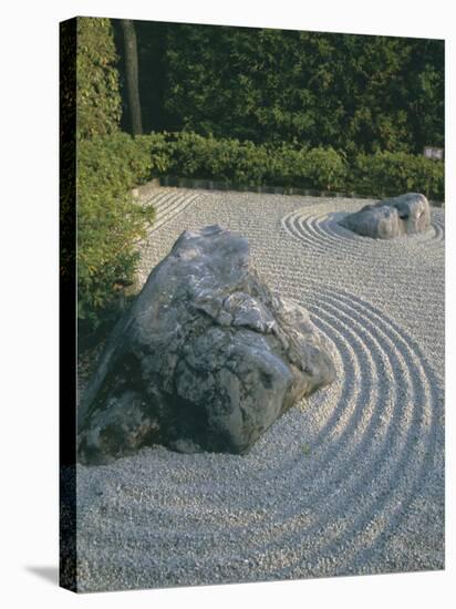 Raked Stone Garden, Taizo-In Temple, Kyoto, Honshu, Japan-Michael Jenner-Stretched Canvas