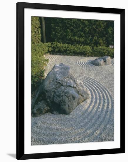 Raked Stone Garden, Taizo-In Temple, Kyoto, Honshu, Japan-Michael Jenner-Framed Photographic Print