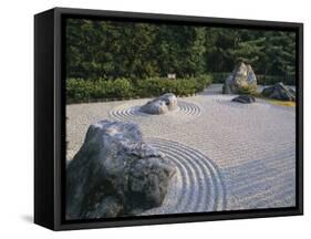 Raked Stone Garden, Taizo-In Temple, Kyoto, Japan-Michael Jenner-Framed Stretched Canvas