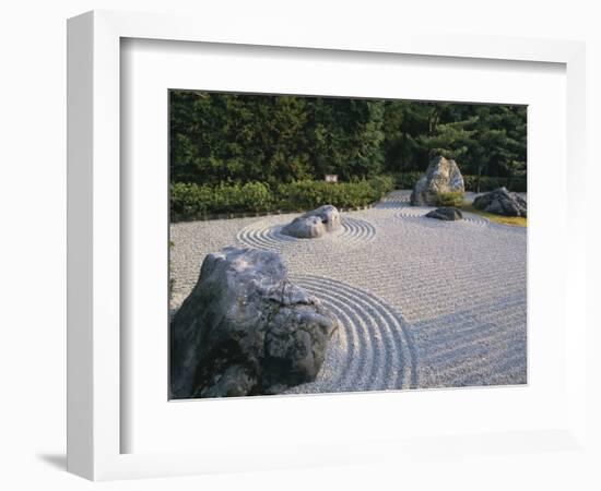 Raked Stone Garden, Taizo-In Temple, Kyoto, Japan-Michael Jenner-Framed Photographic Print