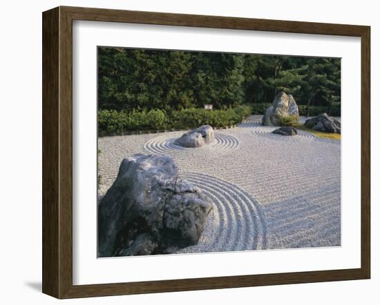 Raked Stone Garden, Taizo-In Temple, Kyoto, Japan-Michael Jenner-Framed Photographic Print