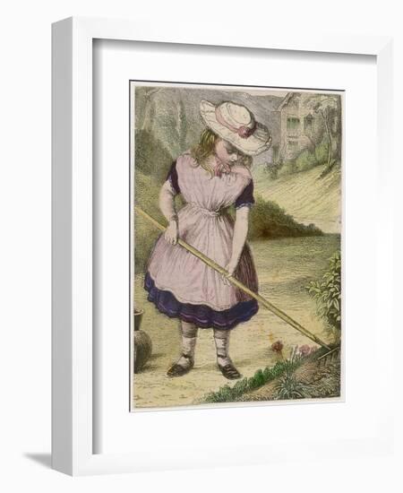 Raking a Flower Bed-null-Framed Art Print