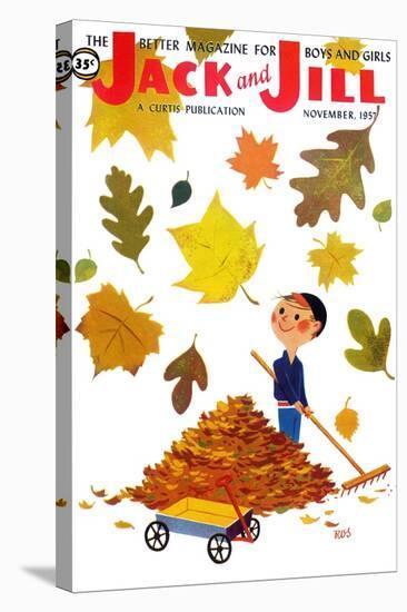 Raking Leaves - Jack and Jill, November 1957-RVS-Stretched Canvas