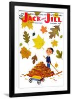 Raking Leaves - Jack and Jill, November 1957-RVS-Framed Giclee Print
