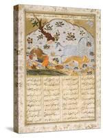 Raksh Saves Rustam from a Lioness-null-Stretched Canvas
