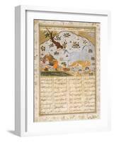 Raksh Saves Rustam from a Lioness-null-Framed Art Print