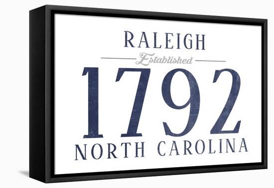 Raleigh, North Carolina - Established Date (Blue)-Lantern Press-Framed Stretched Canvas