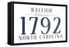 Raleigh, North Carolina - Established Date (Blue)-Lantern Press-Framed Stretched Canvas