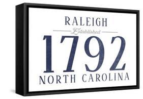 Raleigh, North Carolina - Established Date (Blue)-Lantern Press-Framed Stretched Canvas