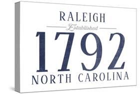 Raleigh, North Carolina - Established Date (Blue)-Lantern Press-Stretched Canvas