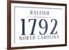 Raleigh, North Carolina - Established Date (Blue)-Lantern Press-Framed Premium Giclee Print