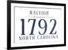 Raleigh, North Carolina - Established Date (Blue)-Lantern Press-Framed Premium Giclee Print