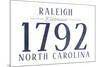 Raleigh, North Carolina - Established Date (Blue)-Lantern Press-Mounted Premium Giclee Print
