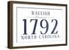 Raleigh, North Carolina - Established Date (Blue)-Lantern Press-Framed Art Print