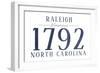 Raleigh, North Carolina - Established Date (Blue)-Lantern Press-Framed Art Print