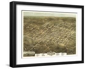 Raleigh, North Carolina - Panoramic Map-Lantern Press-Framed Art Print