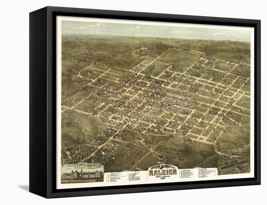 Raleigh, North Carolina - Panoramic Map-Lantern Press-Framed Stretched Canvas