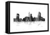 Raleigh North Carolina Skyline BG 1-Marlene Watson-Framed Stretched Canvas