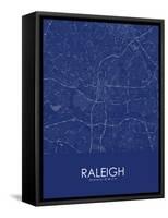 Raleigh, United States of America Blue Map-null-Framed Stretched Canvas