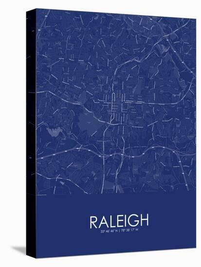 Raleigh, United States of America Blue Map-null-Stretched Canvas