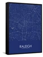 Raleigh, United States of America Blue Map-null-Framed Stretched Canvas