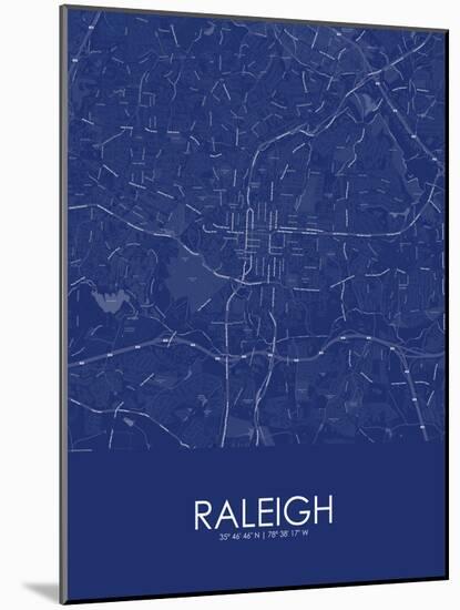 Raleigh, United States of America Blue Map-null-Mounted Poster