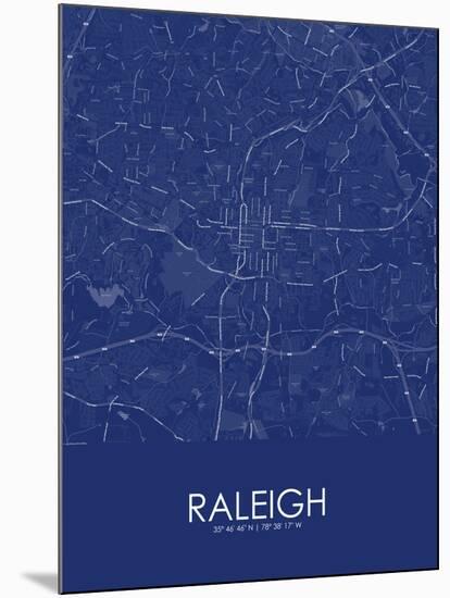 Raleigh, United States of America Blue Map-null-Mounted Poster