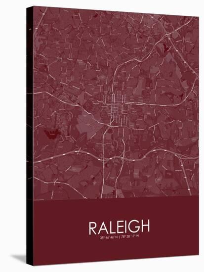 Raleigh, United States of America Red Map-null-Stretched Canvas