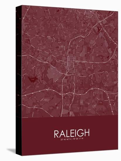Raleigh, United States of America Red Map-null-Stretched Canvas
