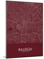 Raleigh, United States of America Red Map-null-Mounted Poster