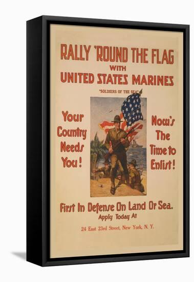 Rally 'Round the Flag with the United States Marines-Sidney Riesenberg-Framed Stretched Canvas