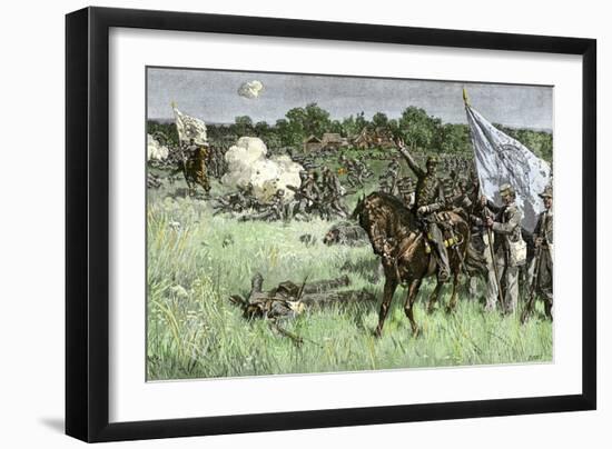 Rallying Confederate Troops under Bee, First Battle of Bull Run Battle, c.1861-null-Framed Giclee Print
