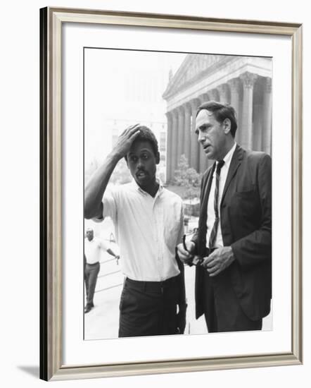 Ralph Featherstone of Sncc with Civil Rights Attorney, William Kunstler, Outside Federal Court-null-Framed Photo