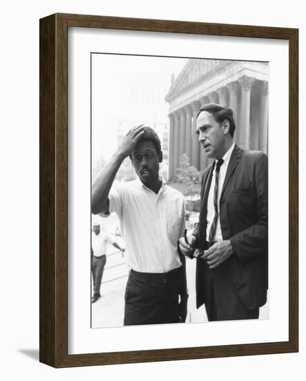 Ralph Featherstone of Sncc with Civil Rights Attorney, William Kunstler, Outside Federal Court-null-Framed Photo