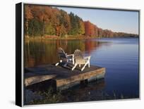 Adirondack Chairs on Dock at Lake-Ralph Morsch-Framed Stretched Canvas