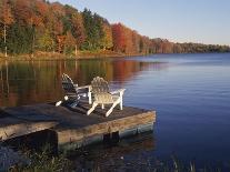 Adirondack Chairs on Dock at Lake-Ralph Morsch-Laminated Photographic Print
