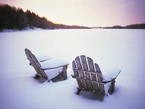 Adirondack Chairs on Dock at Lake-Ralph Morsch-Mounted Photographic Print