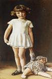 Girl with a Doll, (Oil on Canvas)-Ralph Peacock-Giclee Print