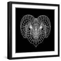 Ram Head Black Mesh-Lisa Kroll-Framed Art Print