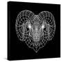 Ram Head Black Mesh-Lisa Kroll-Stretched Canvas