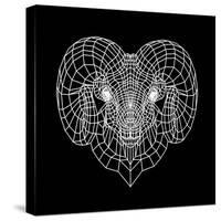 Ram Head Black Mesh-Lisa Kroll-Stretched Canvas