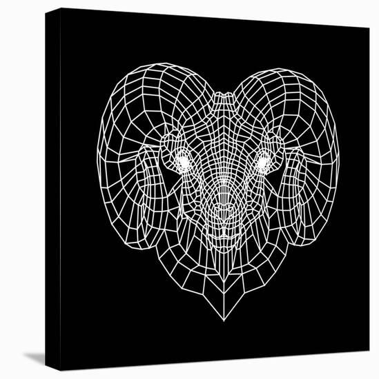 Ram Head Black Mesh-Lisa Kroll-Stretched Canvas