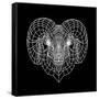 Ram Head Black Mesh-Lisa Kroll-Framed Stretched Canvas