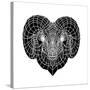 Ram Head Mesh-Lisa Kroll-Stretched Canvas