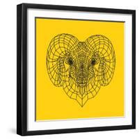 Ram Head Yellow Mesh-Lisa Kroll-Framed Art Print